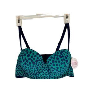 Undies.com Womens T-Shirt Bra 38C Classic Underwire Microfiber Blue Cheetah